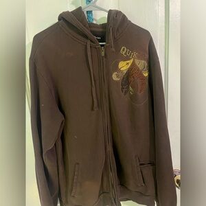 Distressed Y2K quicksilver hoodie embroidered graphic surf